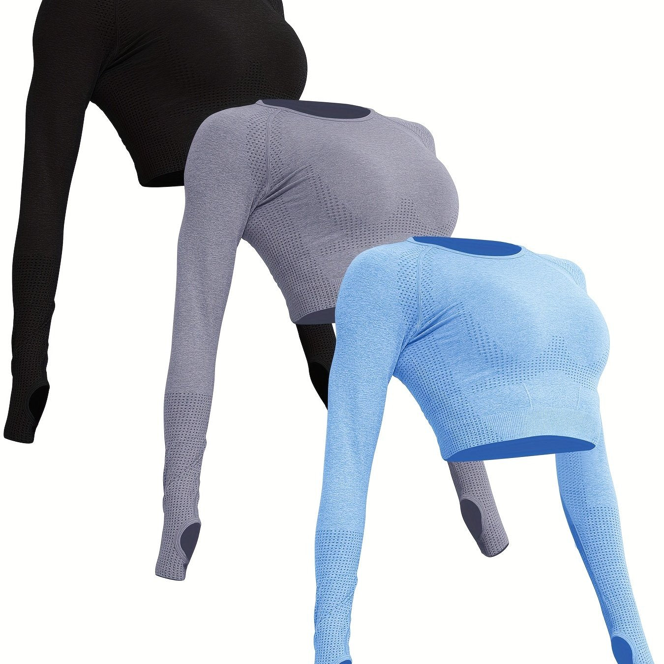 3pcs Women's Polyamide Long Sleeve Yoga T-Shirts