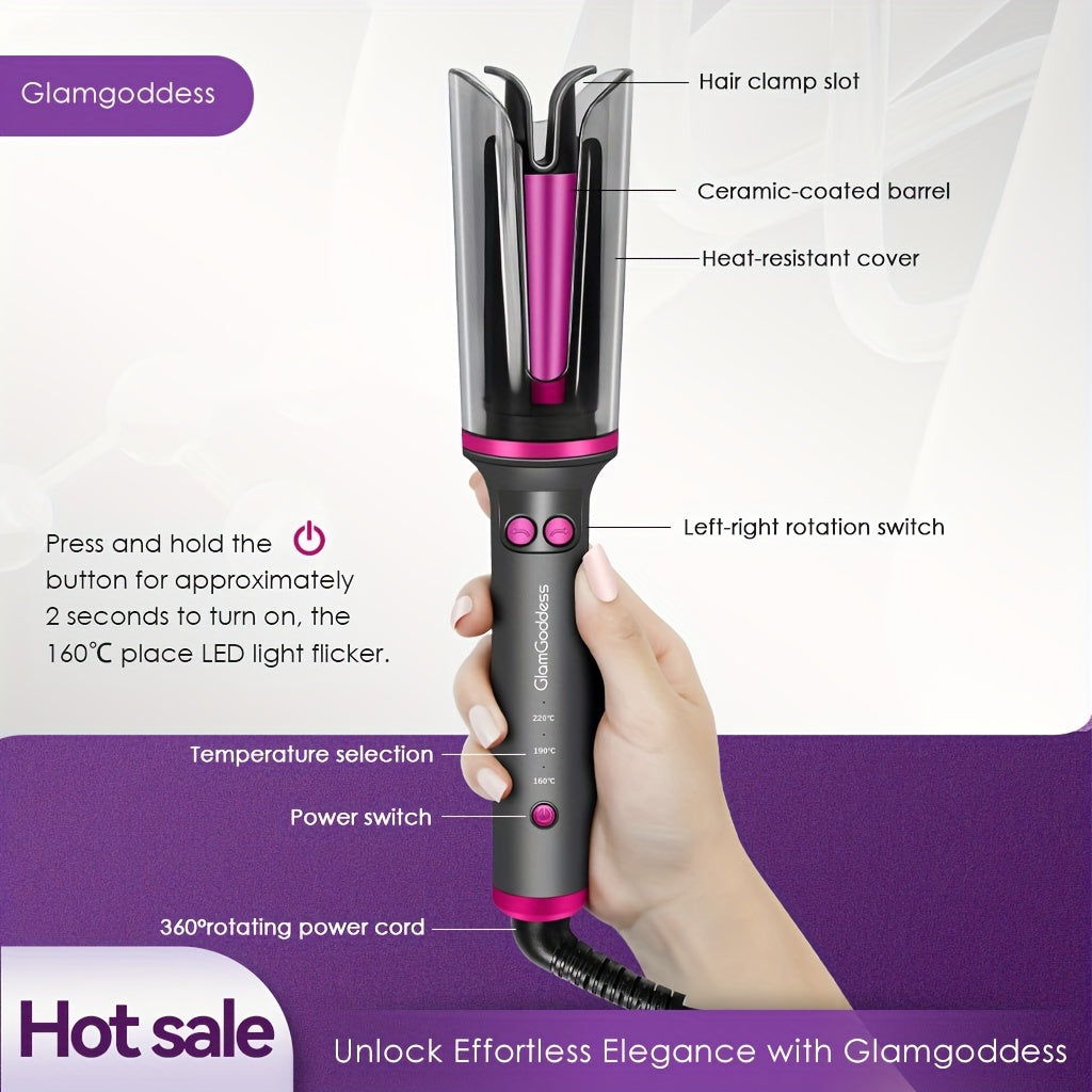 Automatic Curling Iron Electric Rotating Hair Curler With Anti-Tangle Anti-Scald Design Portable Heated Hair Curling Roller For Women Ideal Gift For Mother's Day Birthday And Christmas