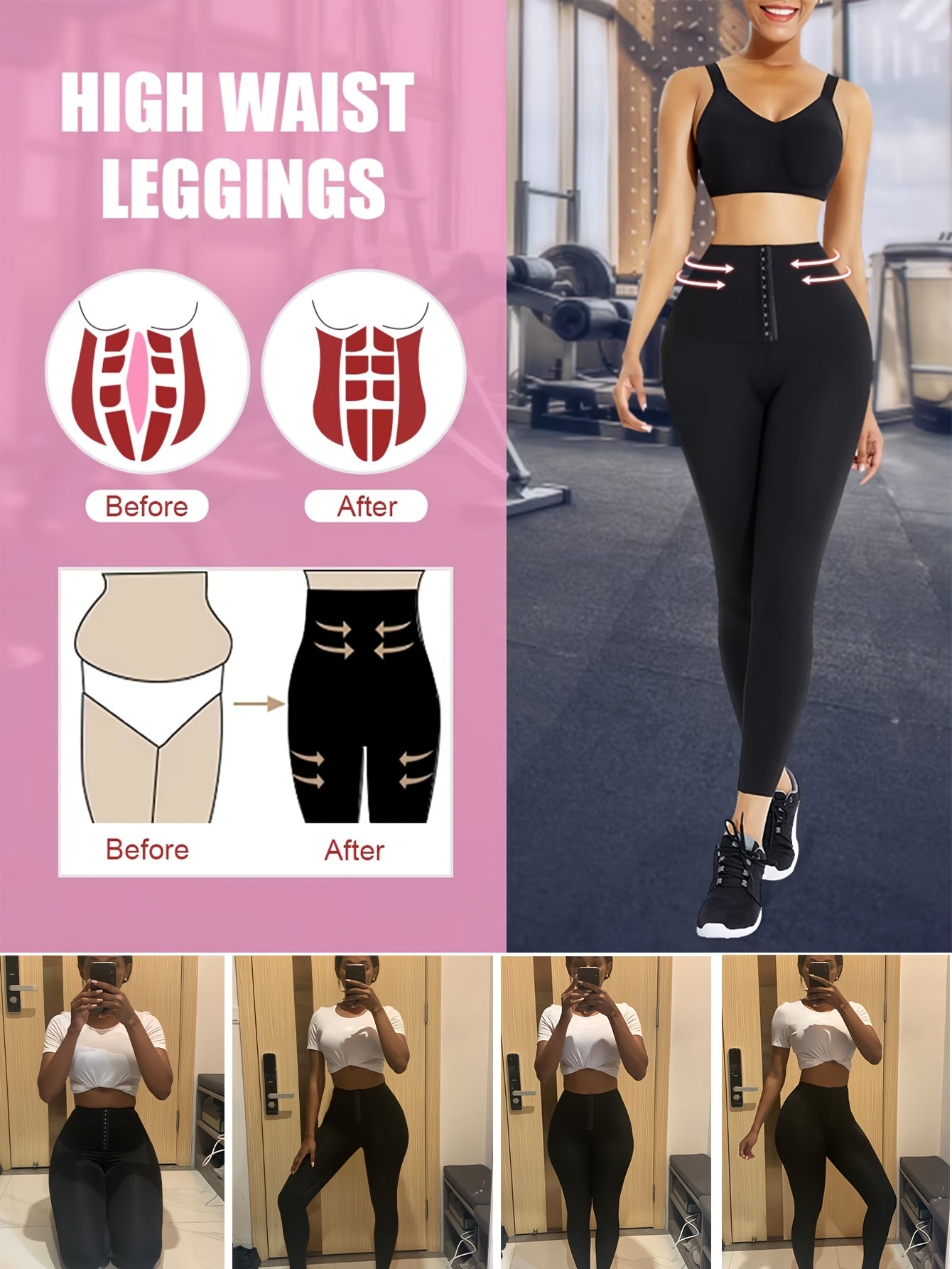 1 Pair High-Waist Tummy Control Yoga Leggings for Women