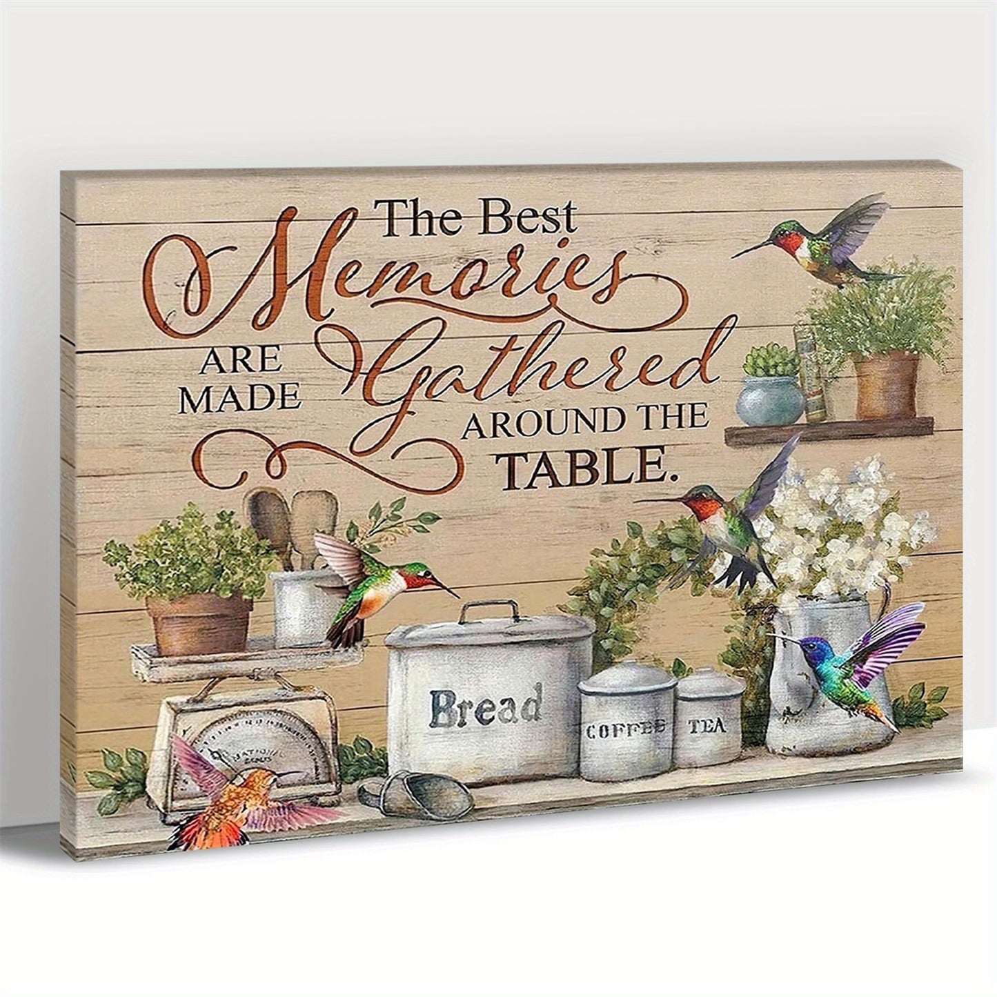 [2D Flat] Framed Canvas Kitchen Wall Art Rustic Decor