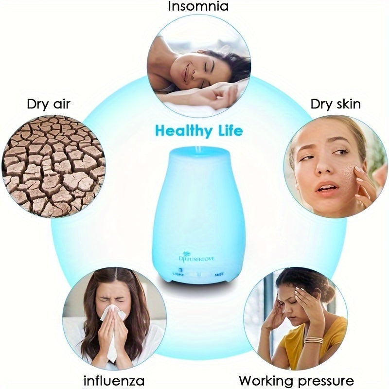 2 Pack Essential Oil Diffuser With 6 Bottles Of 6.76oz Essential Oils And 7 LED Color Changing Lights Aromatherapy Humidifier With Timer And Auto Off Safety Switch For Bedroom Office Living Room And Yoga