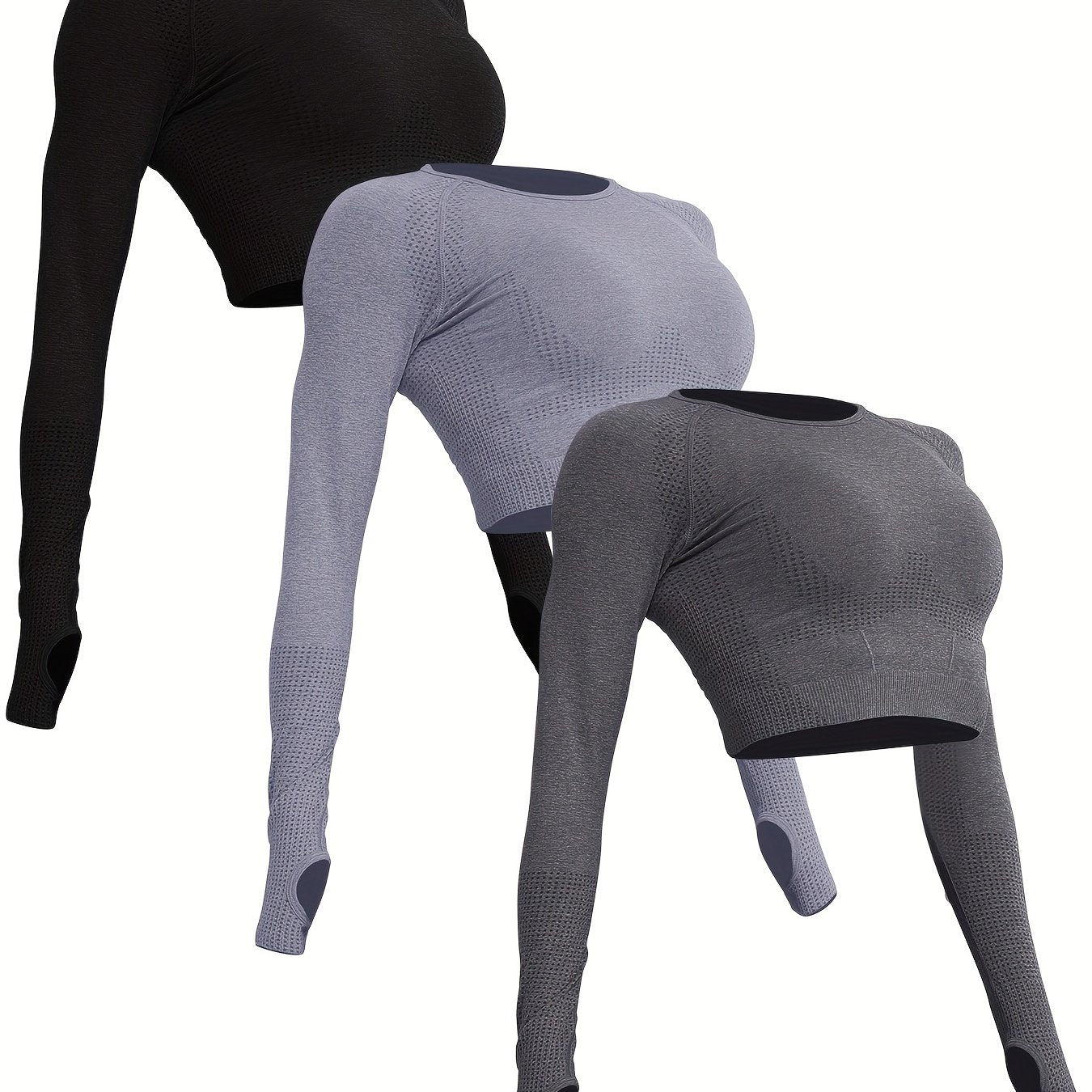 3pcs Women's Polyamide Long Sleeve Yoga T-Shirts