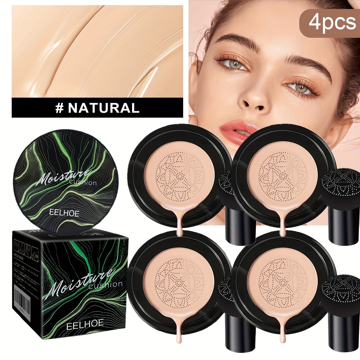 Mushroom Head Sponge BB Cream Foundation Full Coverage Long Lasting Moisturizing Concealer Base Makeup Natural Nude Makeup Primer CC Foundation Easter Gift