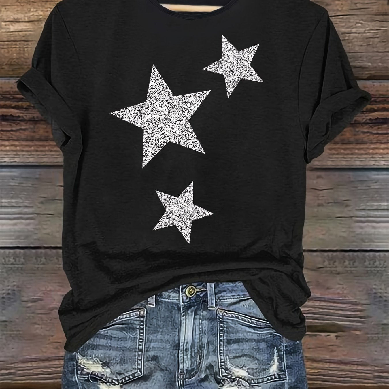 Women'S Casual Round Neck Short Sleeve T-Shirt Soft Fabric