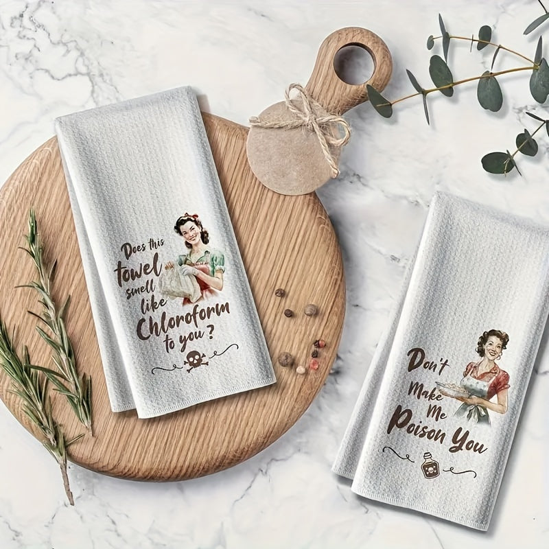 2pcs Funny Kitchen Towels - Ultra-Soft Microfiber Gift