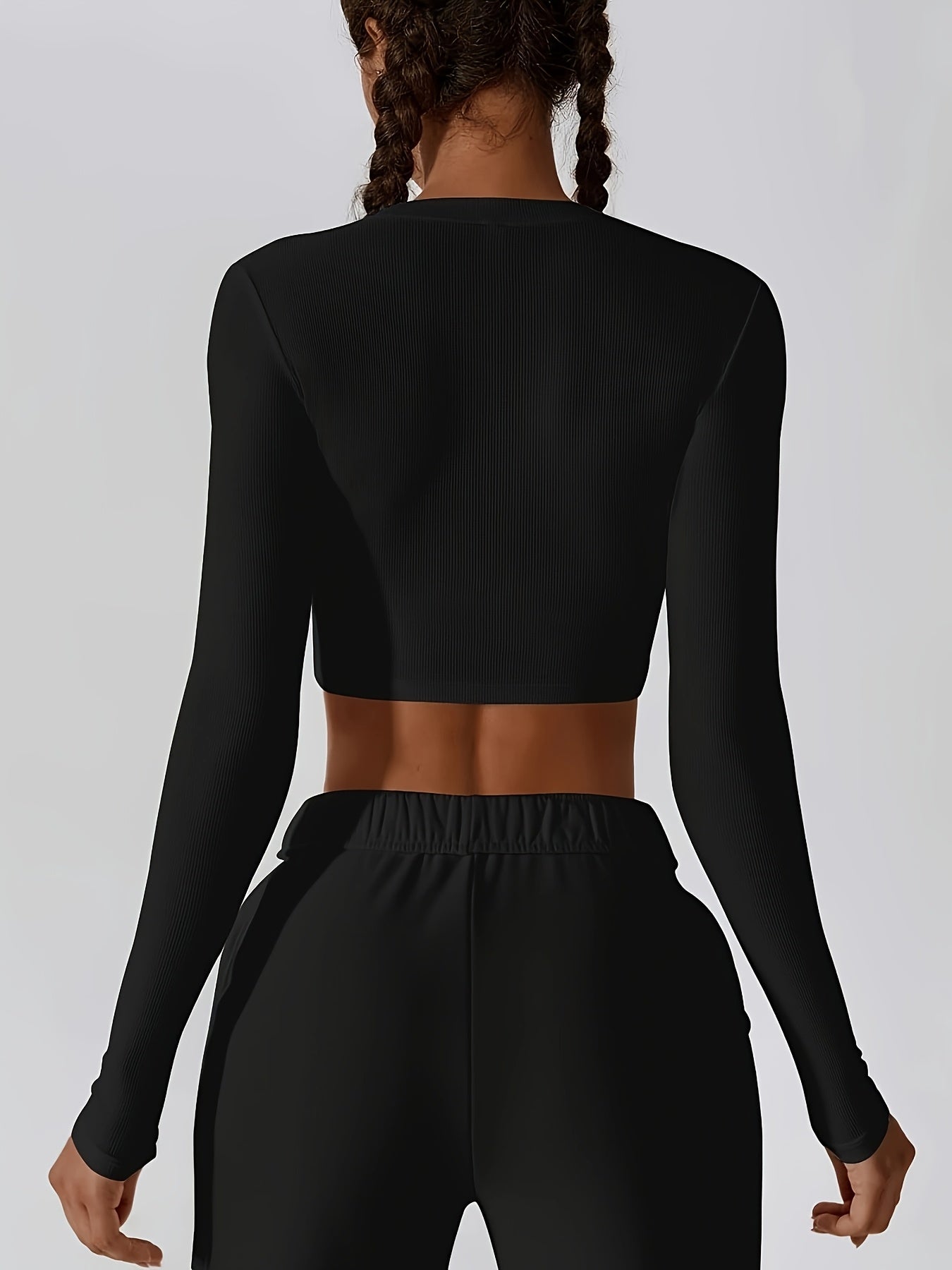 Womens Long Sleeve Shirts Ribbed Crop Tops