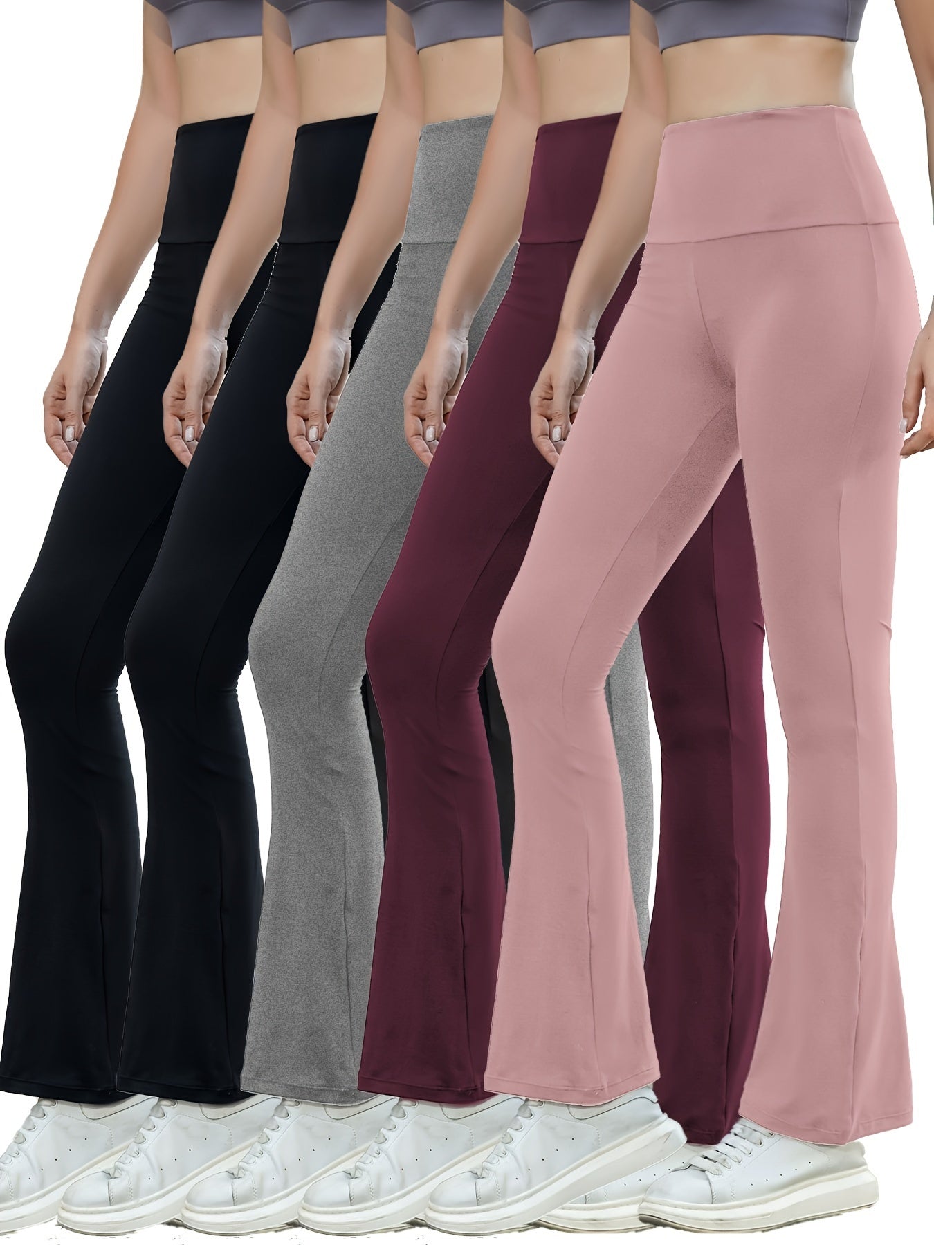 5 Pack Women's High-Waisted Flare Yoga Leggings
