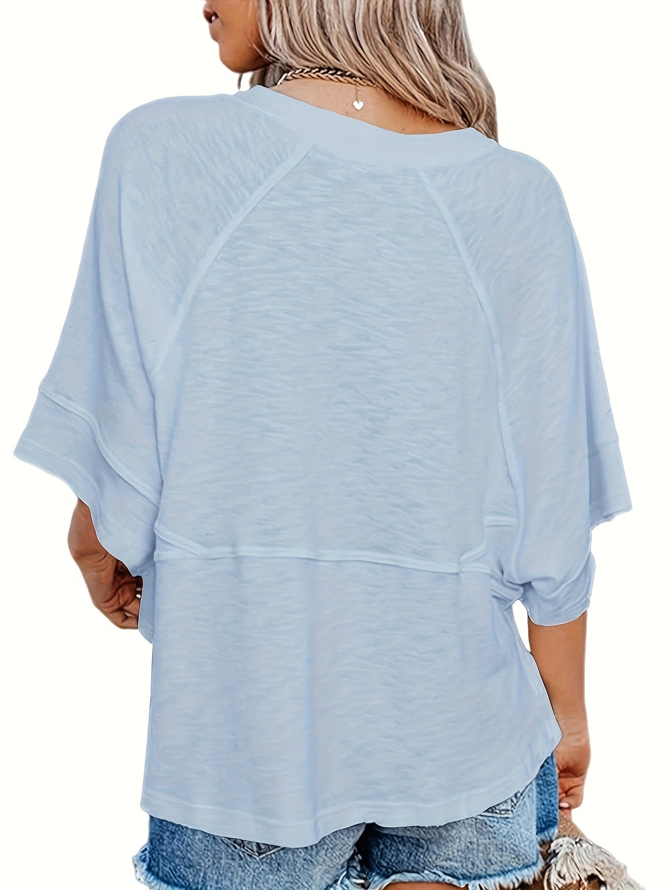 Solid Crew Neck Loose Basic T-shirt for Casual Wear