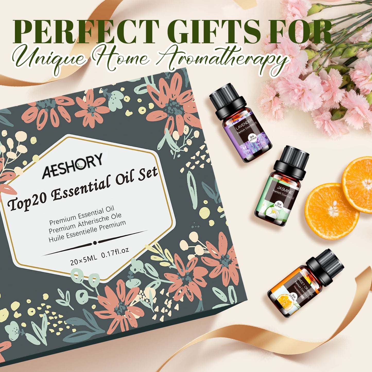 20 Piece Essential Oils Set for Diffuser and Humidifier Perfect Christmas Gift