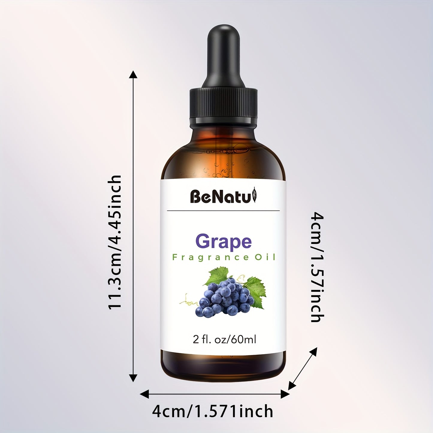 2.03 Ounce Grape Fragrance Essential Oil Premium Fruit Scent for Diffusers Humidifiers Candle Making and Sachet Bags Long Lasting Aromatherapy Oil with Dark Amber Glass Bottle and Dropper Cap