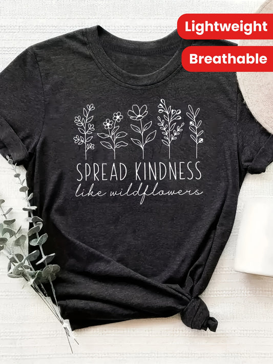 Fashionable Womens Graphic Print T-Shirt Casual Crew Neck Top