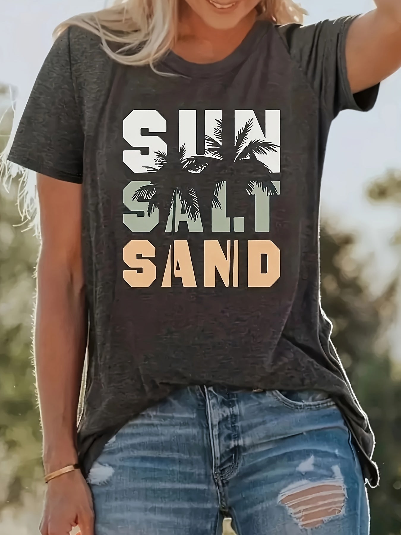 Fashionable Womens Graphic Print T-Shirt - Casual Short Sleeve Crew Neck Top - Lightweight & Breathable For Spring & Summer Wardrobe