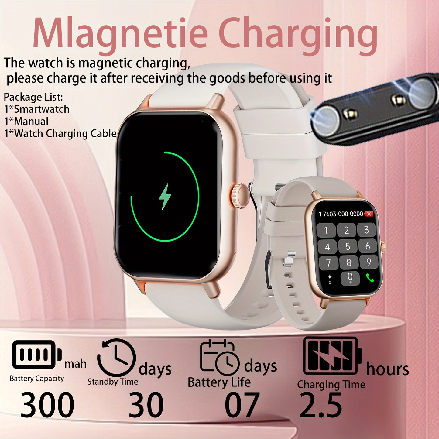 Advanced Full Touch Screen Smartwatch - Seamless Text & Call, Fitness Tracker with 100+ Exercise Modes, Compatible with Android & iPhone