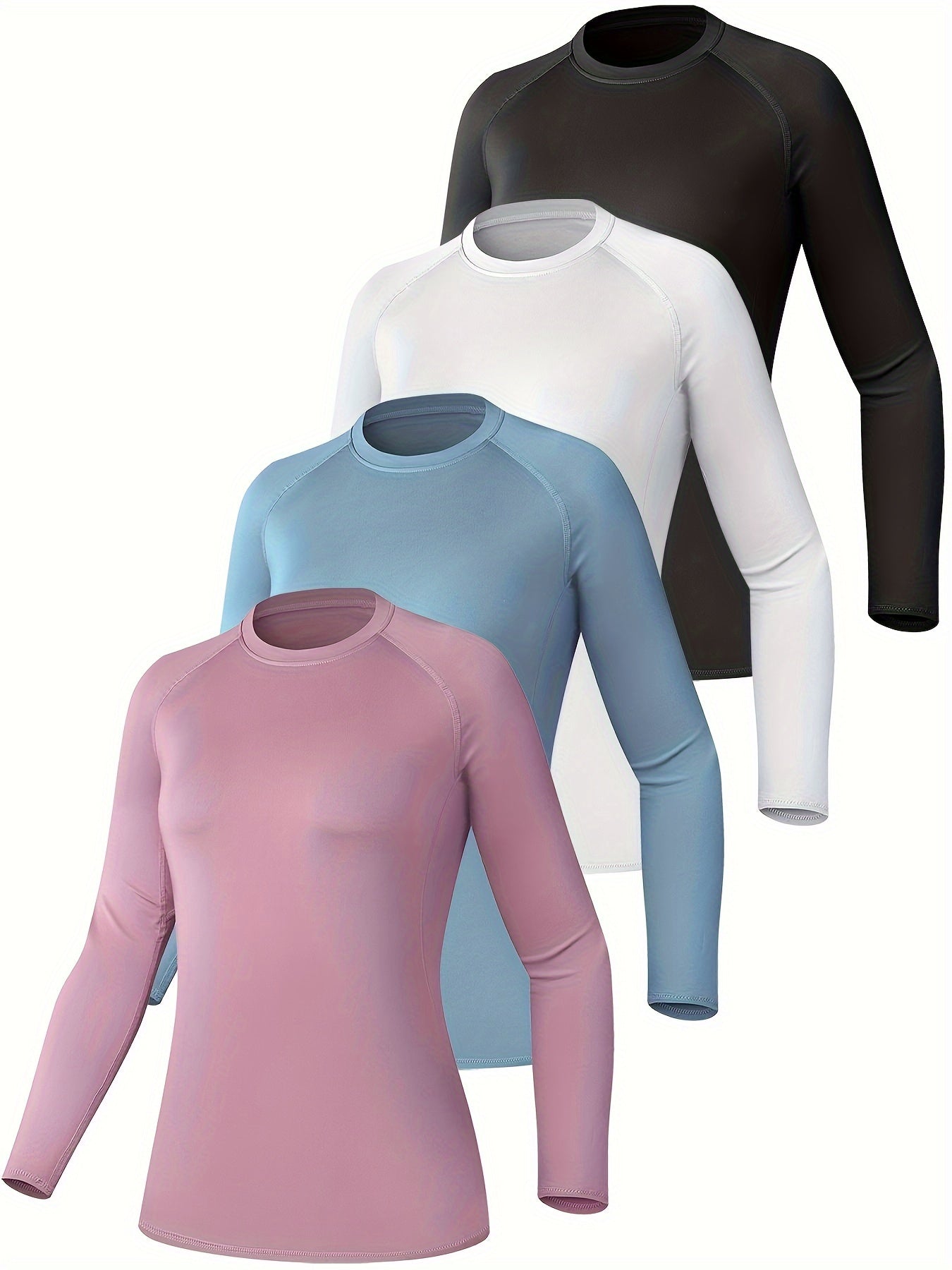 4pcs HOPLYNN Women's Athletic Compression Long Sleeve T-Shirts