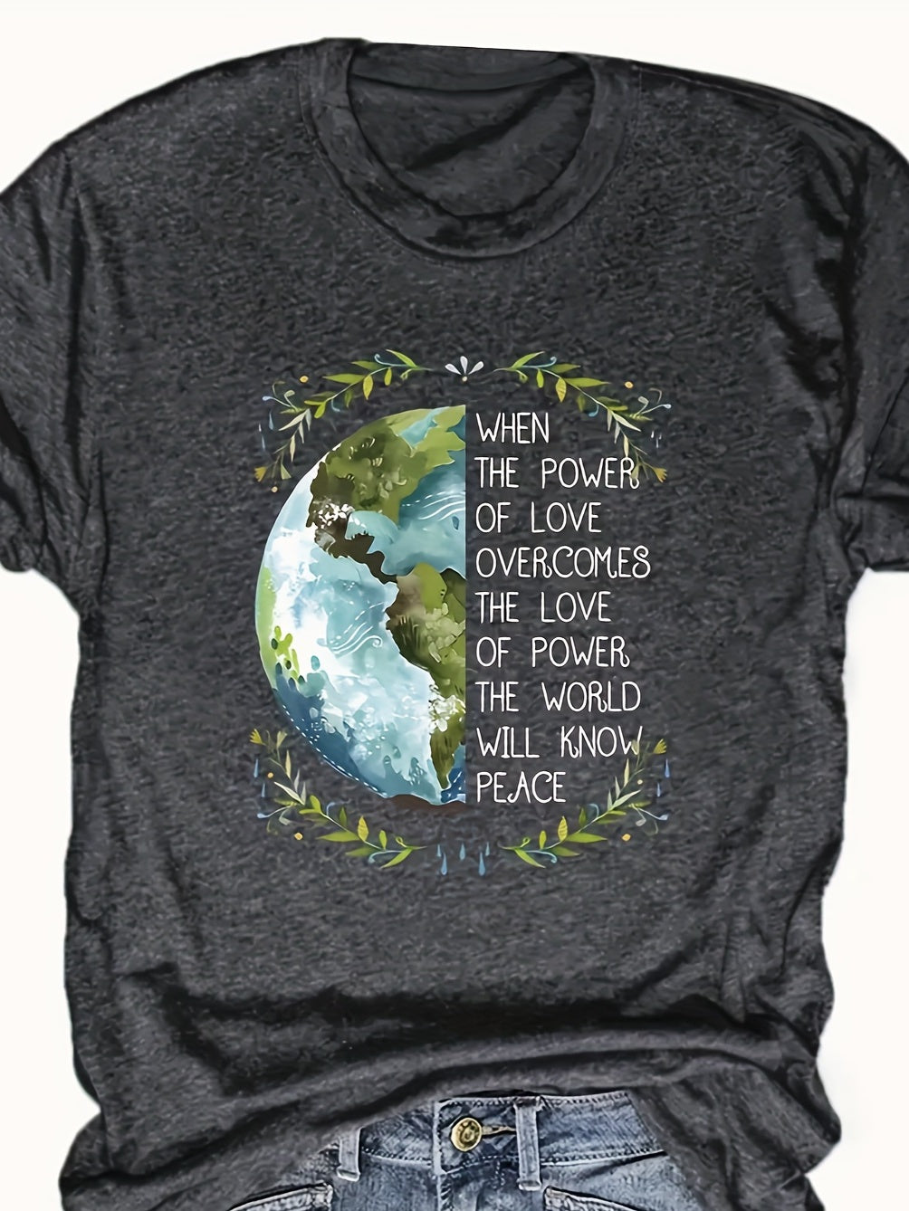 Fashionable Womens Graphic Print T-Shirt Casual Crew Neck Top