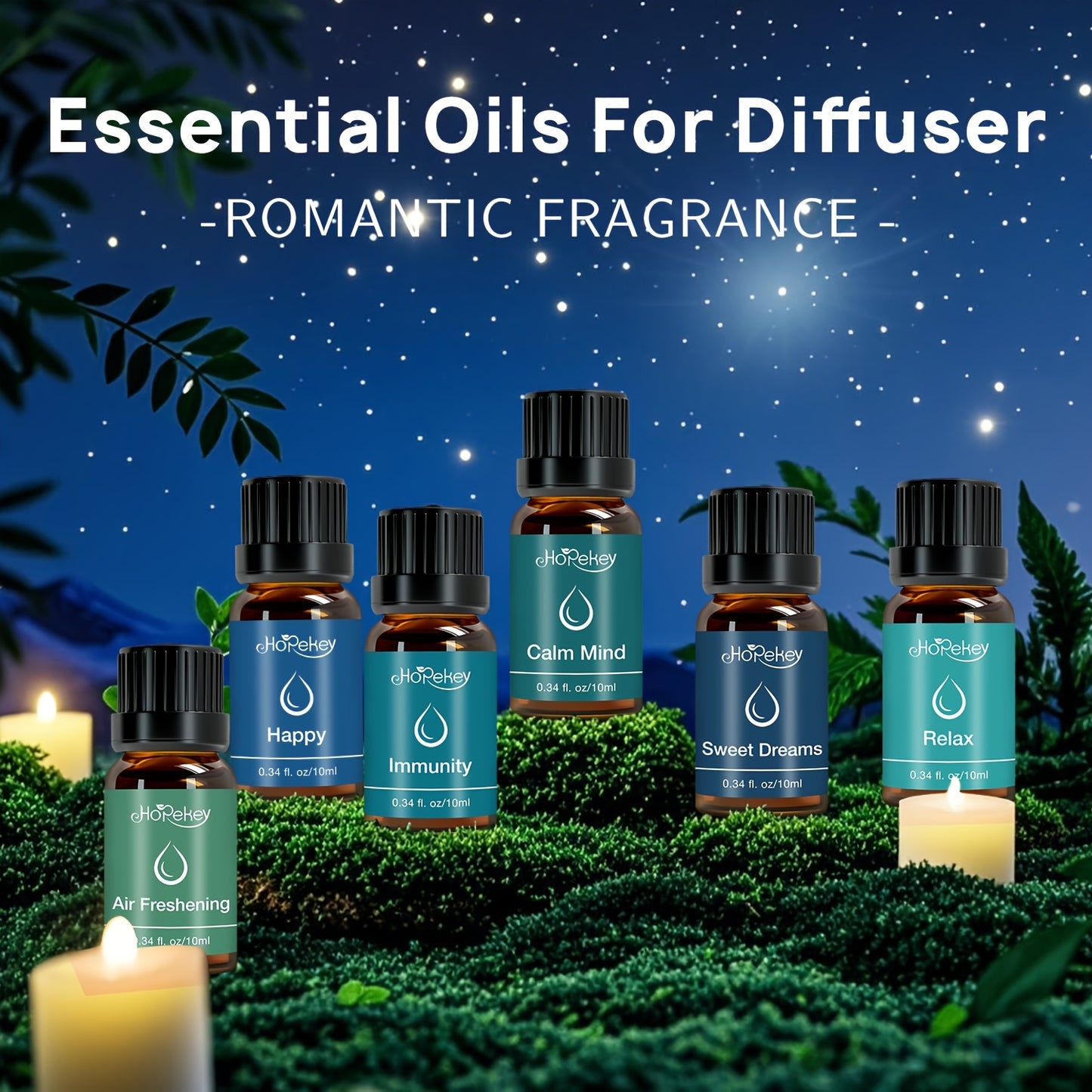 6 Piece 0.34 Ounce Essential Oil Deep Blue Artistic Set Box Diverse Scents Unique Fragrance Long Lasting Aroma Gift Box Set Suitable for Gifting