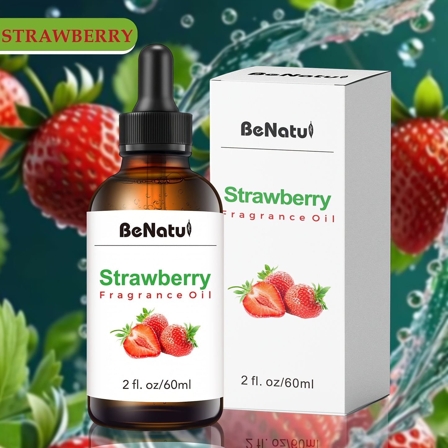 Strawberry Fragrance Essential Oil 60ml for Humidifier Diffuser Scented Candle Suitable for Bedroom Home Hotel Restaurant