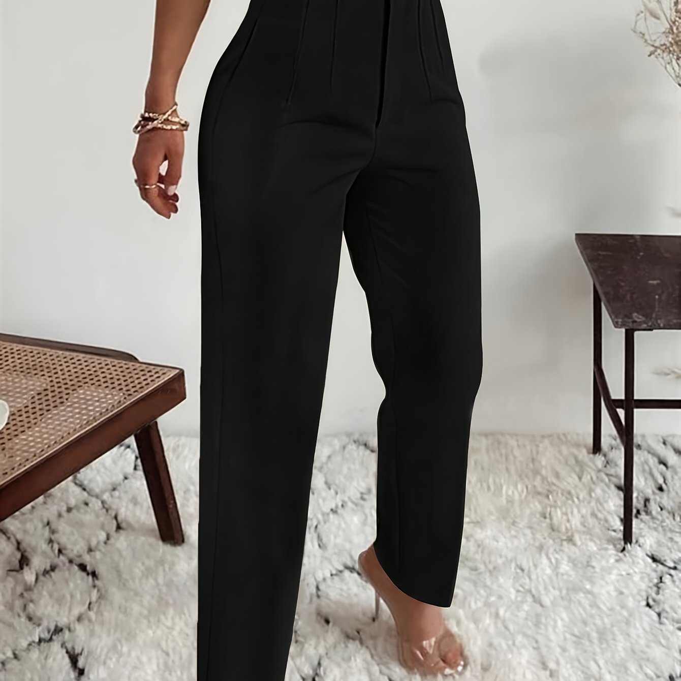Women's High-Waist Straight-Leg Pants