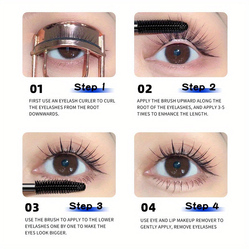 2pcs Galaxy Extension Mascara Set Dramatic Long Lasting Waterproof Rich Black Eyelash Enhancer Smudge Proof Metallic Tube Design
