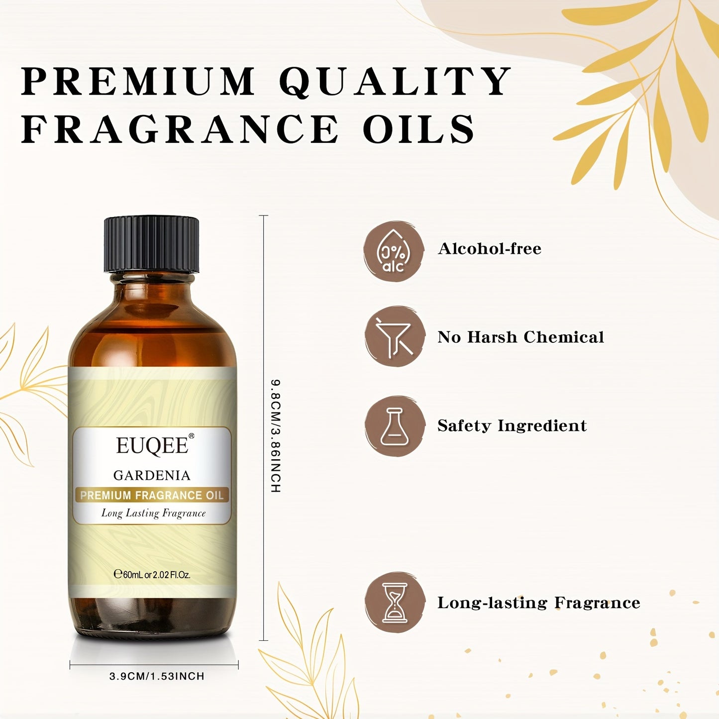 EUQEE 2pcs Gardenia Fragrance Essential Oils 60ml for Diffuser Candle Making Humidifier