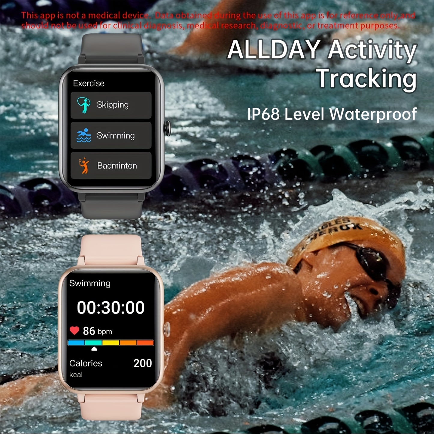 IP68 Waterproof Smartwatch - 1.83" Display, Over 100 Sports Modes, Long-Lasting Battery, Fitness Tracker with Pedometer & Sleep Monitor, Wireless Calls & Notifications, for Android & for iPhone - Perfect Gift for All